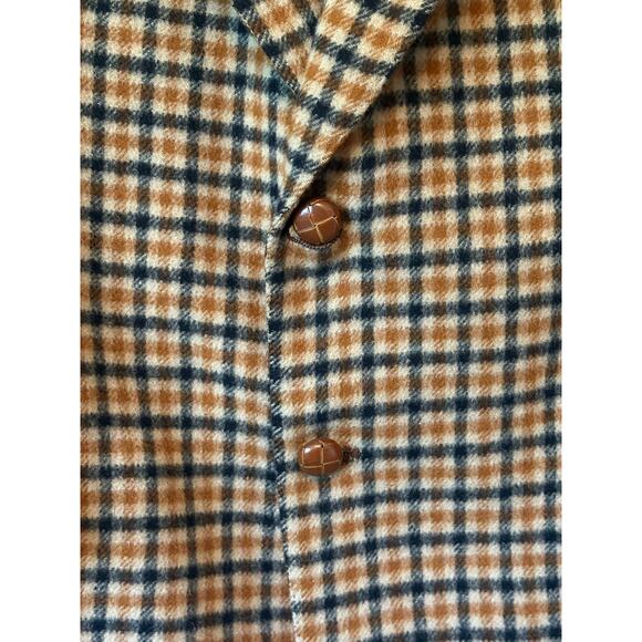 DAKS London Wool Check Men’s Blazer Brown Plaid Vintage Sport Coat 42R - Picture 2 of 9